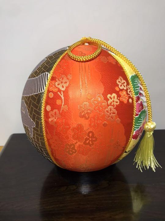 Temari Interior decoration  gift Yellow crane x Kotobuki orange plum