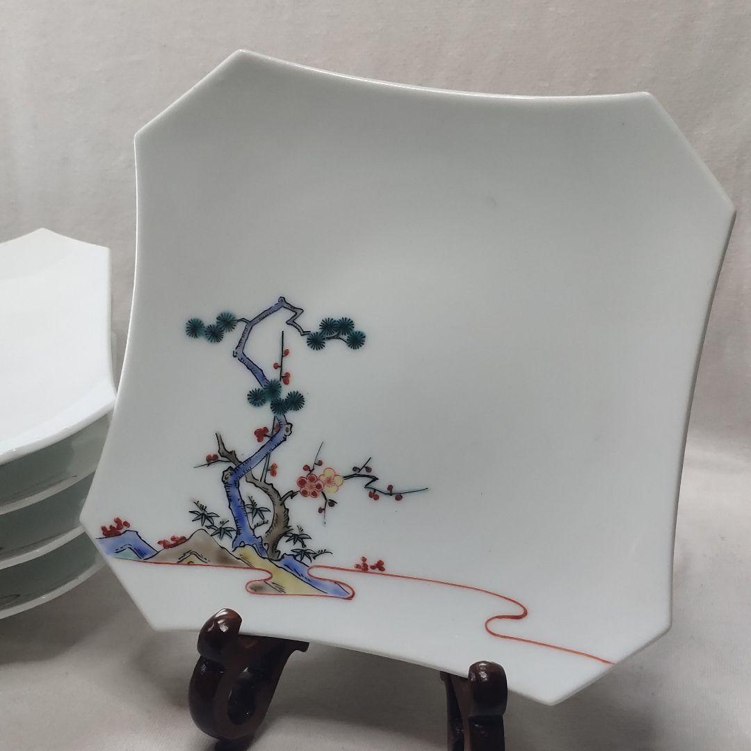 13th generation Kakiemon Kakukiriko four-sided plate Muddy hand