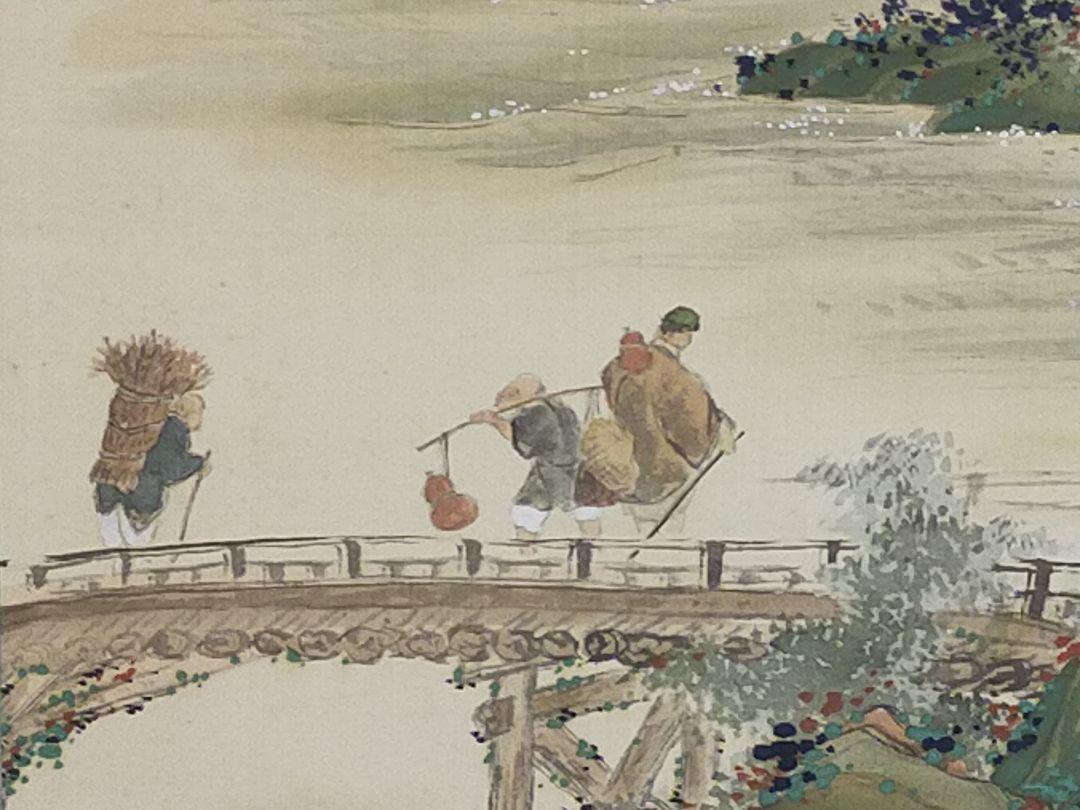 Hanging scroll Fukuoka Inagi Horaiyama landscape by Sesshu JAPAN