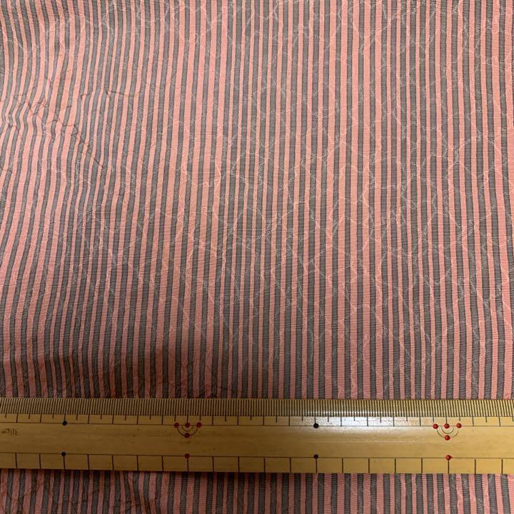 Pure silk kimono Hagire about 25 x 130 Dull pink gray vertical stripes Hagika