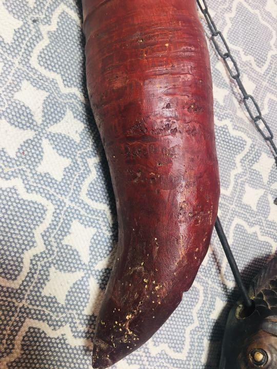 Jizai Kagi bamboo wood carving craft Irori Japanese Antique