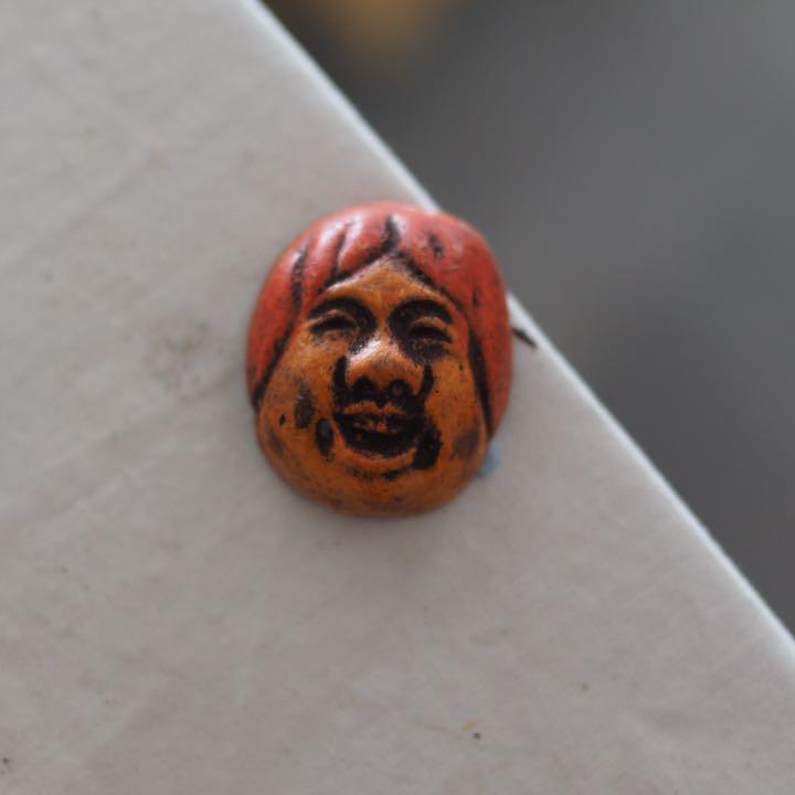 Cute Ceramic Laughing Uncle Length 3.5cm Antiques