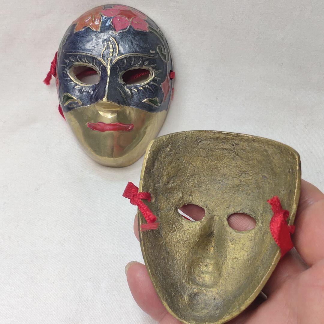 Two copper masks Cloisonne ware? Handmade old house collection