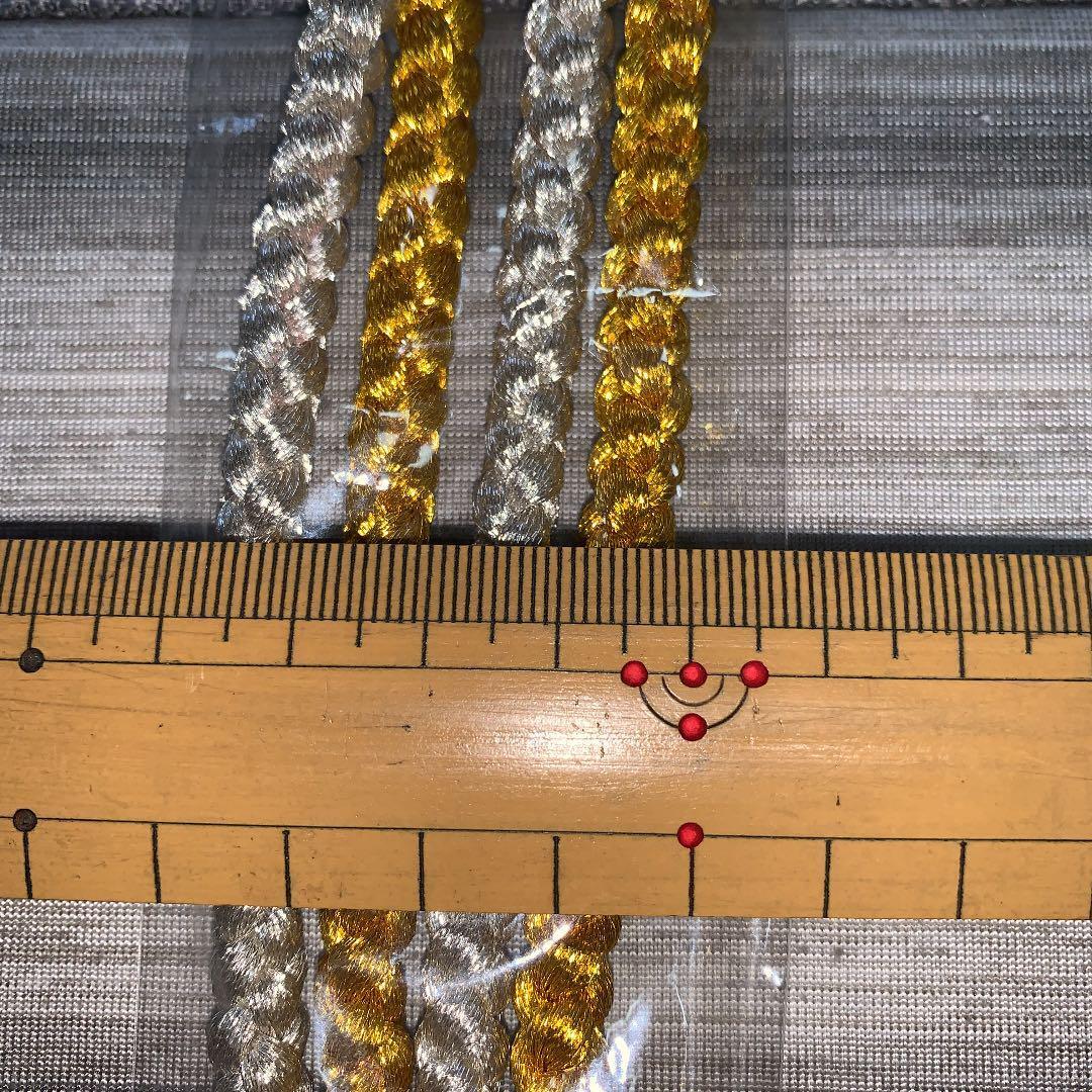 Unused pure silk obijime gold silver gold silver