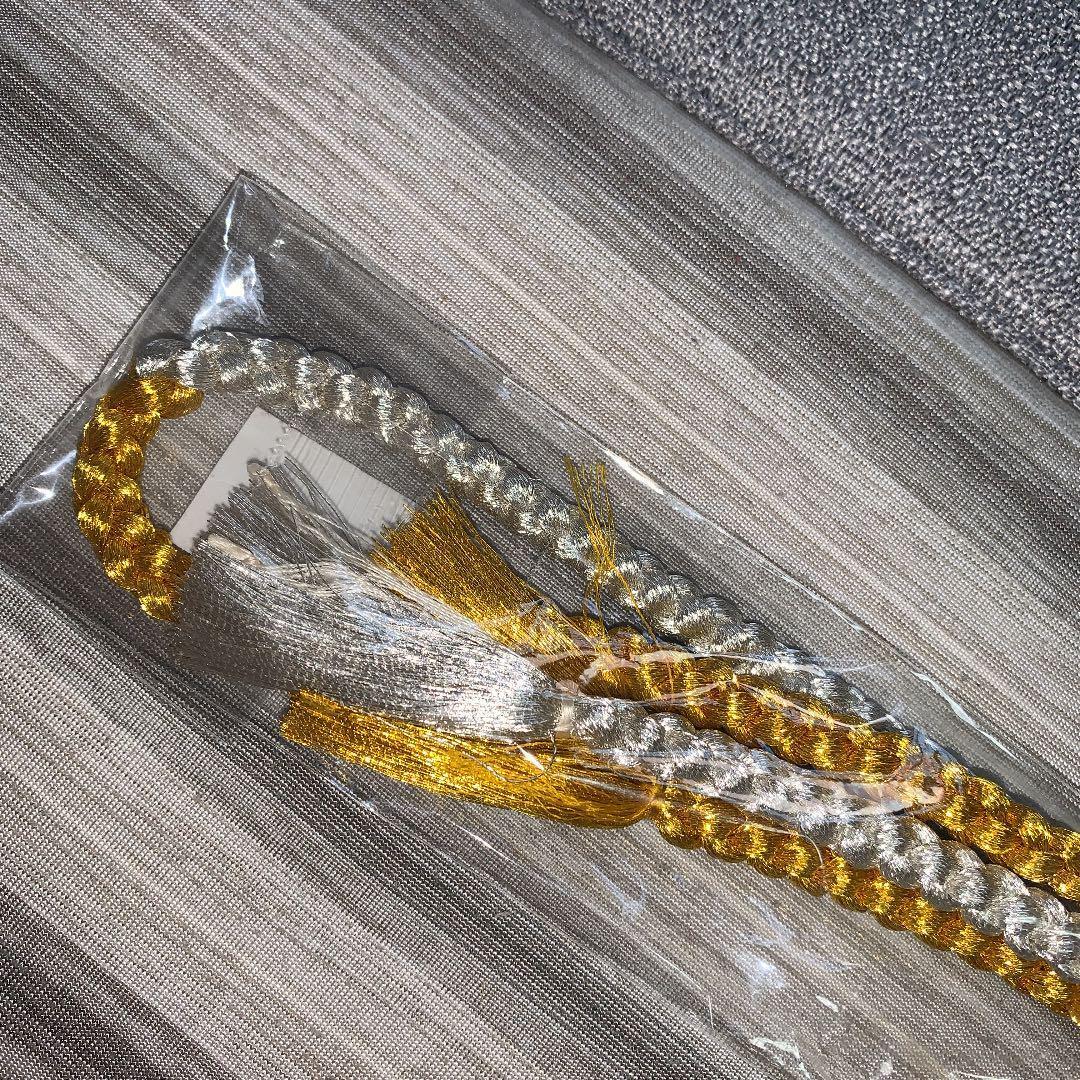 Unused pure silk obijime gold silver gold silver