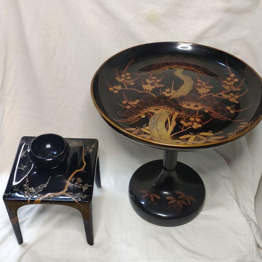 Tea utensils Maki-e hill confectionery bowl + hill teacup wooden
