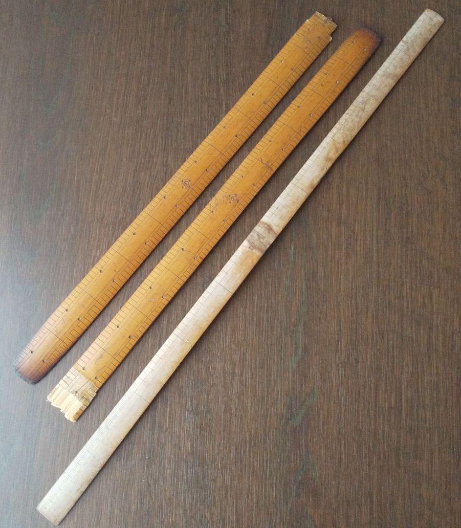 Two types of bamboo rulers Showa Retro Antique