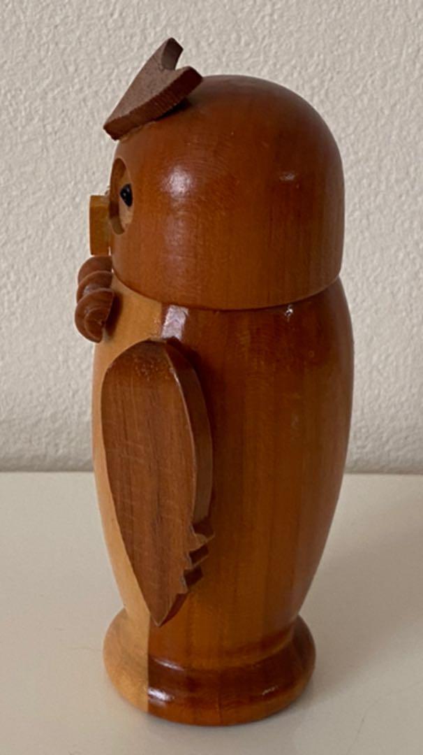 Toothpick holder, owl, wooden