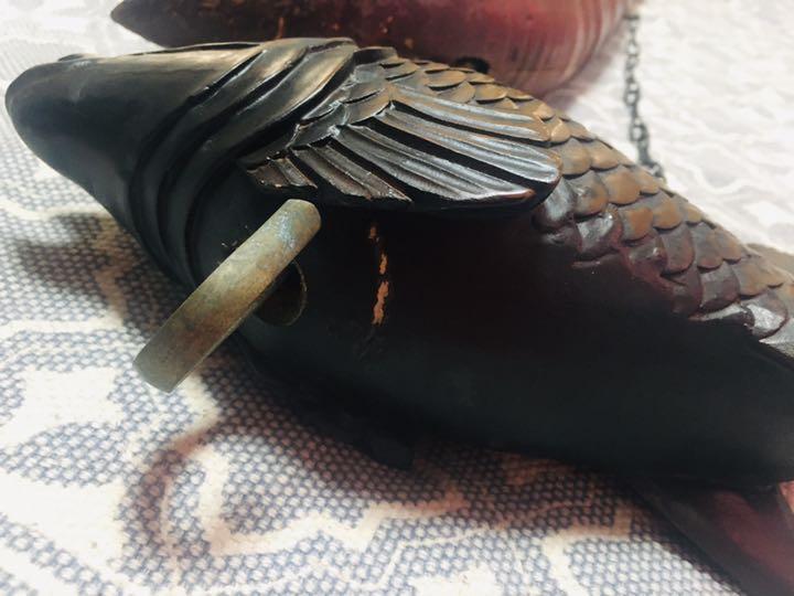 Jizai Kagi bamboo wood carving craft Irori Japanese Antique