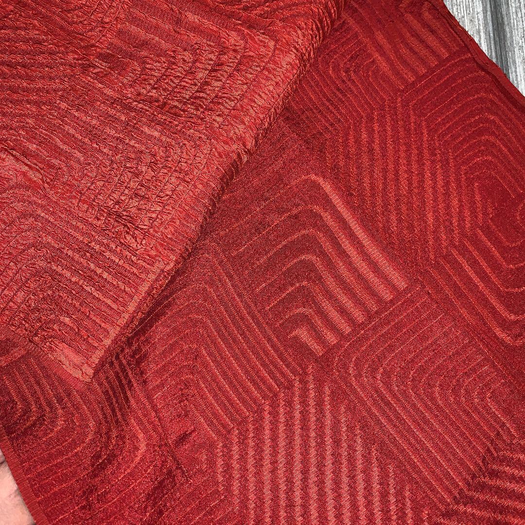 Pure silk kimono hagire about 36 x 115 red fluffy weave squeeze