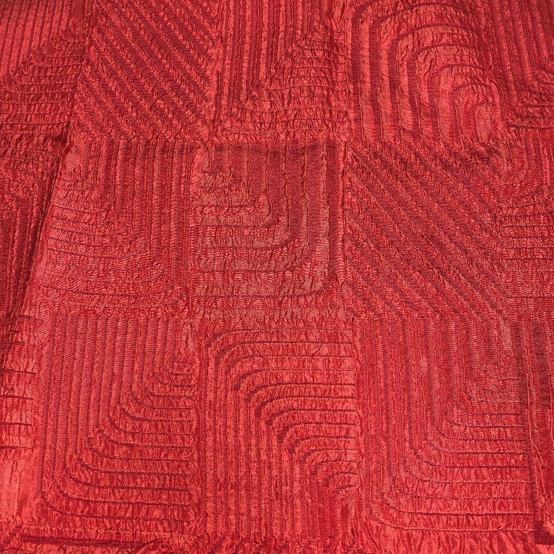 Pure silk kimono hagire about 36 x 115 red fluffy weave squeeze