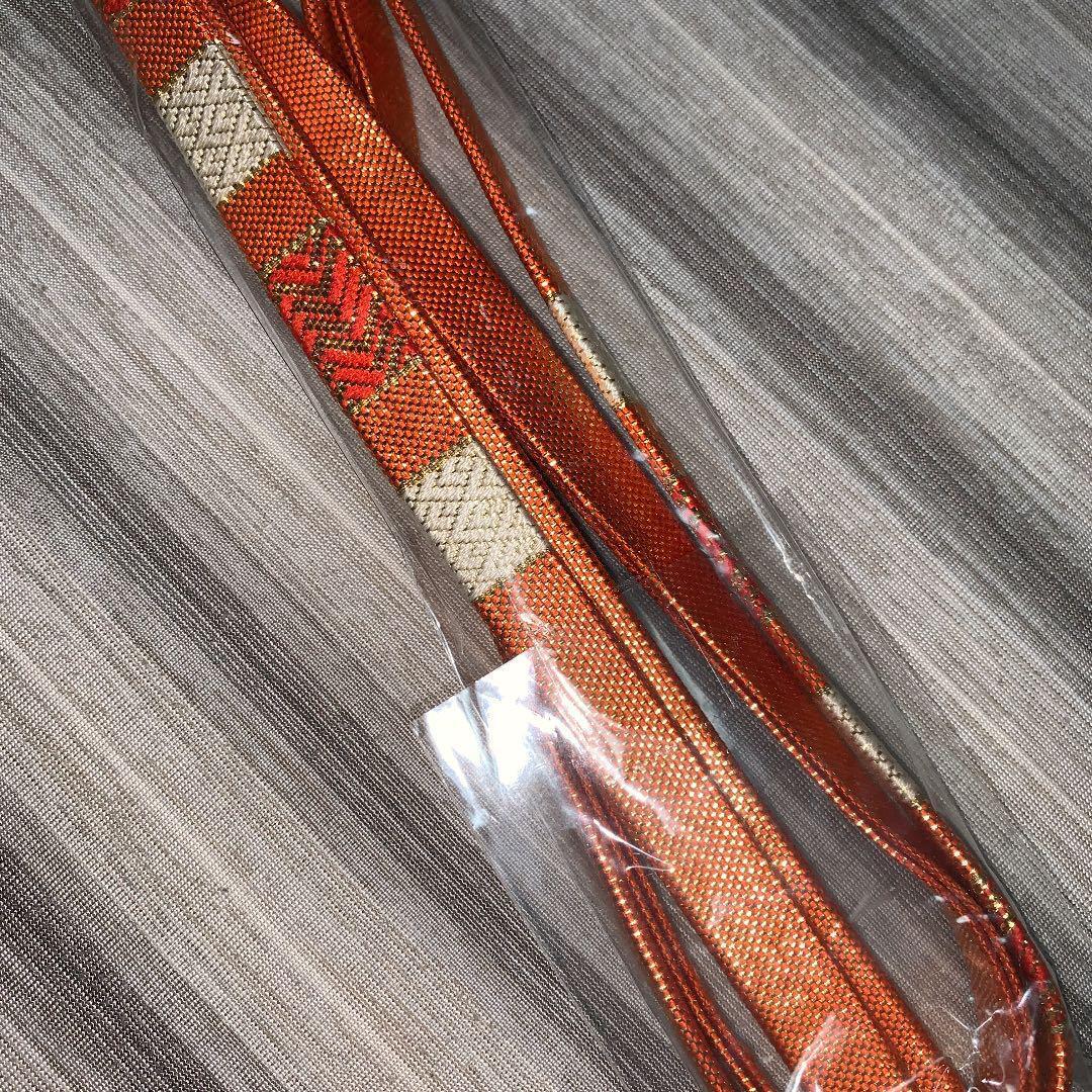Unused pure silk Saga Nishiki obijime gold orange beige orange