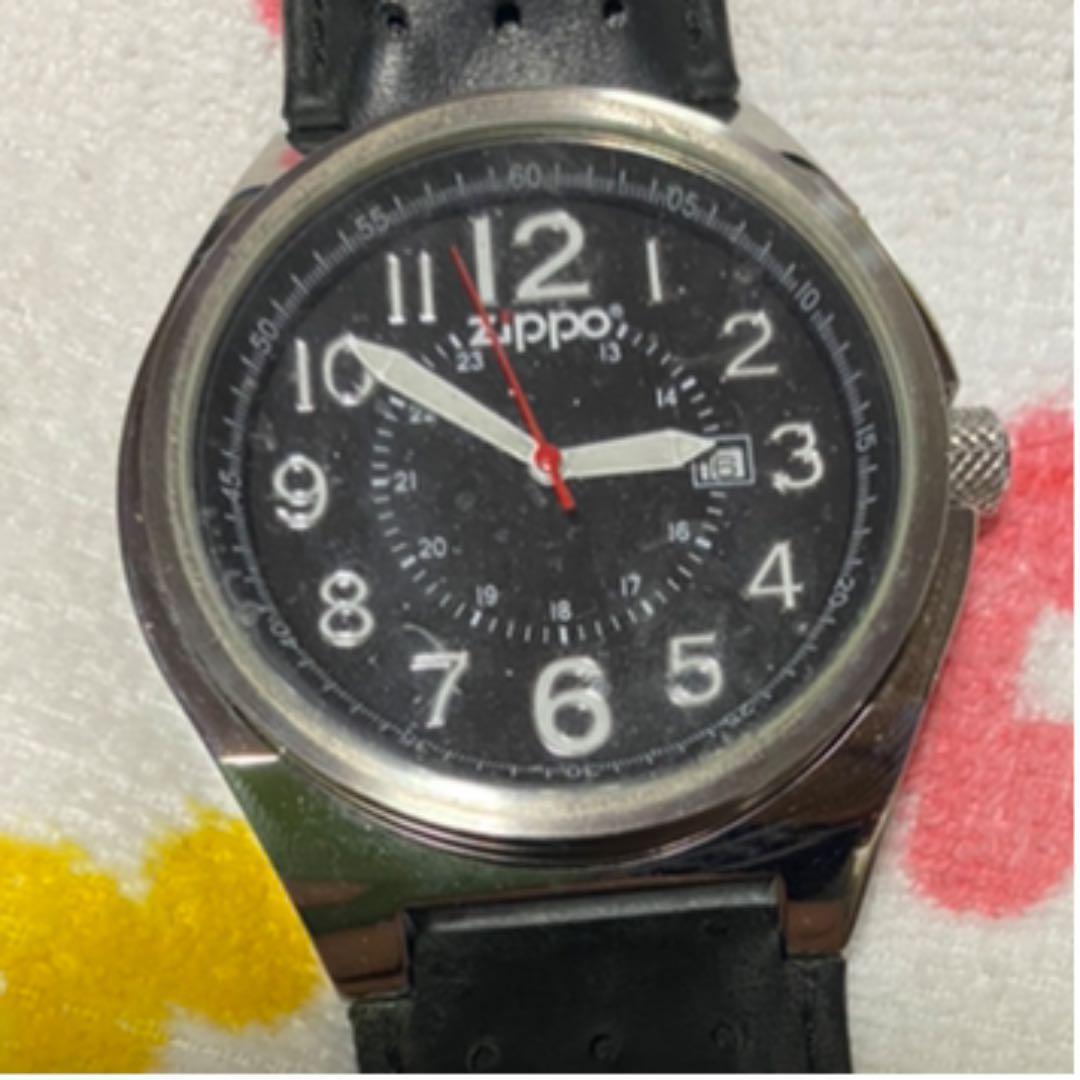 As is For Parts analog clock black movement quartz battery leather belt