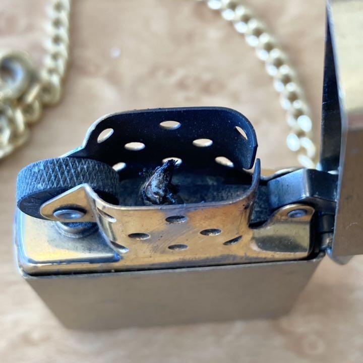 As is for parts ZIPPO lighter SOLID BRASS 1995 year eggplant chain