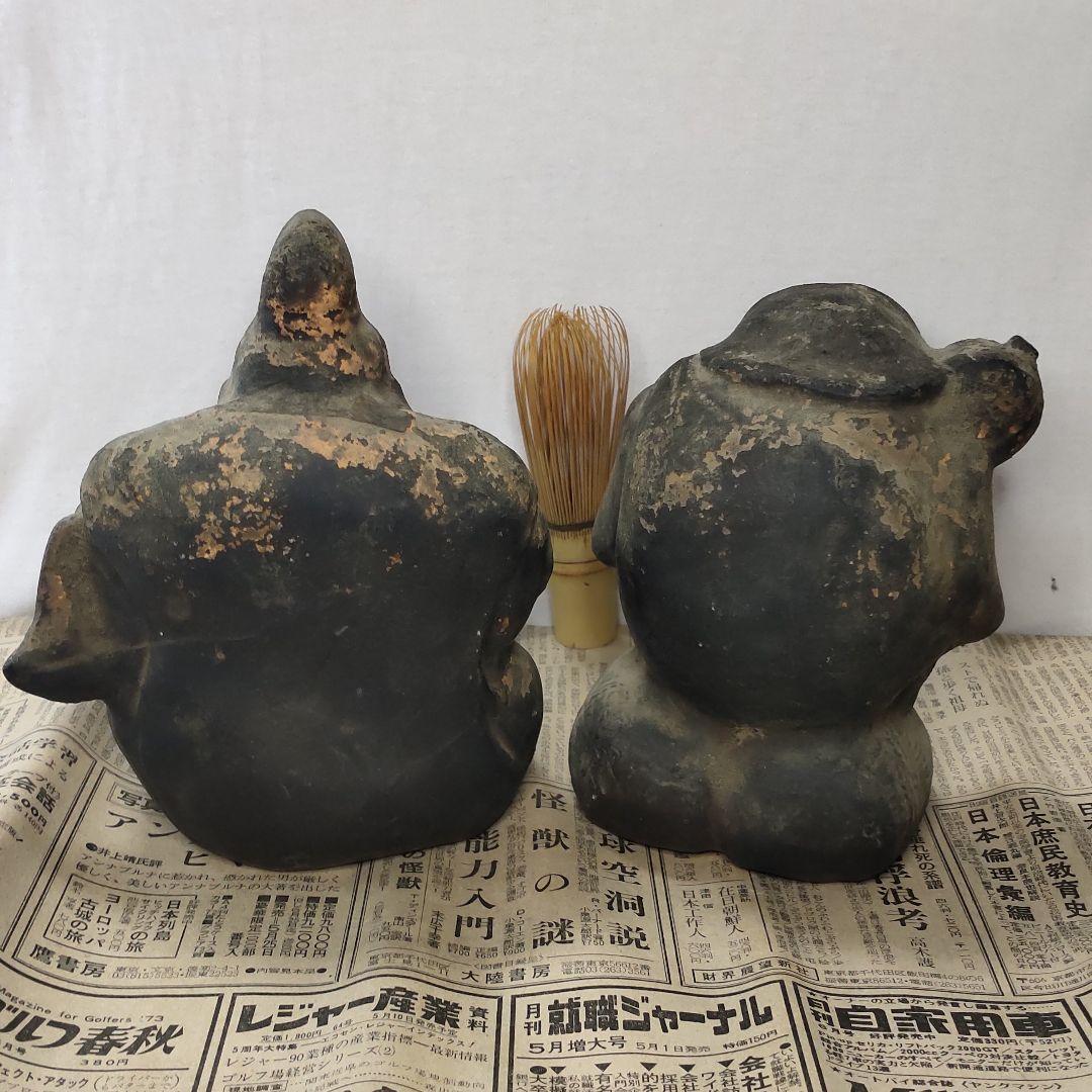 Antiques Daikoku-sama + Ebisu-sama Edo period pottery