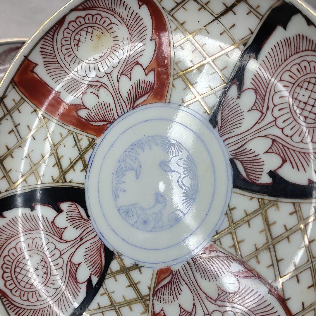 Old Imari ware Nishiki hand middle plate Gold color paintin