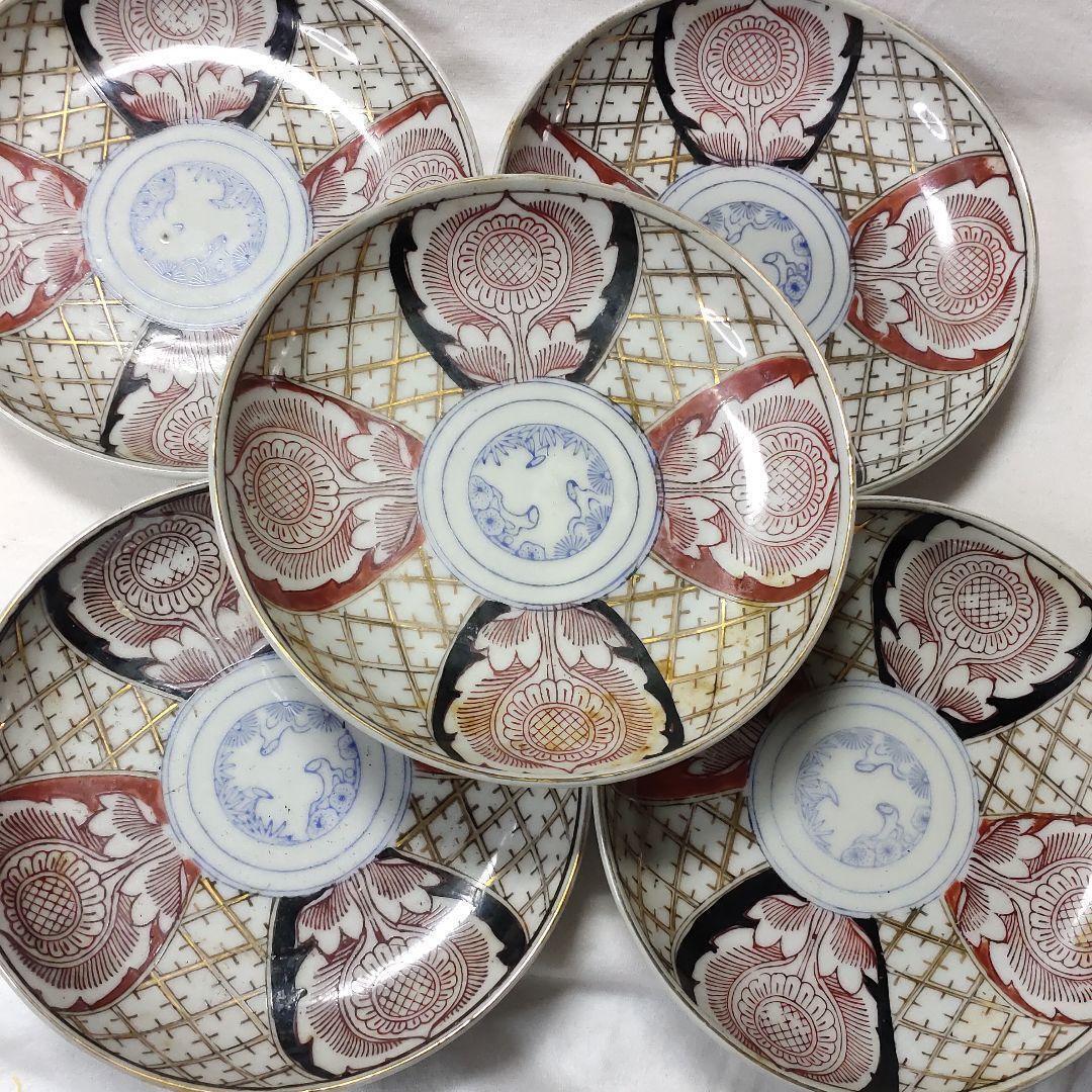 Old Imari ware Nishiki hand middle plate Gold color paintin