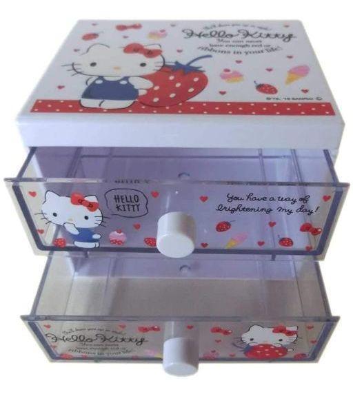 Sanrio Hello Kitty mini plastic chest chest white body transparent drawer