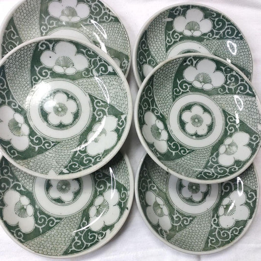 Ko-Imari ware 6 small plates green glaze old family storehouse