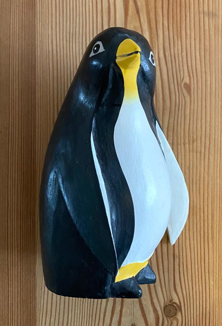 Bali wood carving doll penguins ethnic doll animal object Indonesia