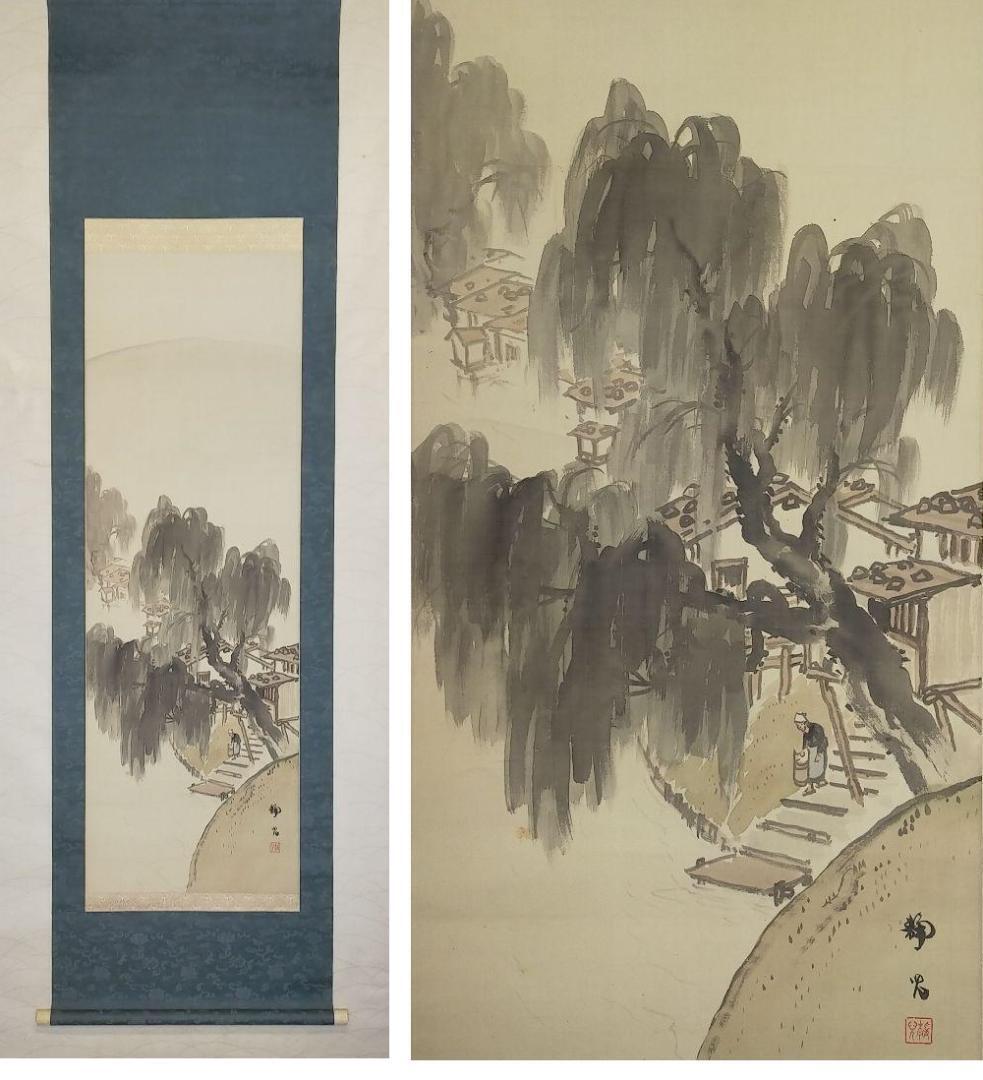 Hanging scroll, Sechigo Kato, landscape by Sesshu, with a box JAPAN