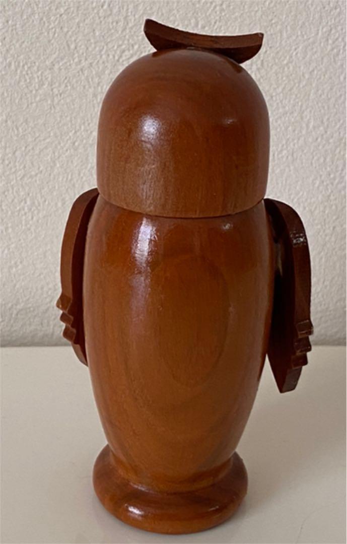 Toothpick holder, owl, wooden