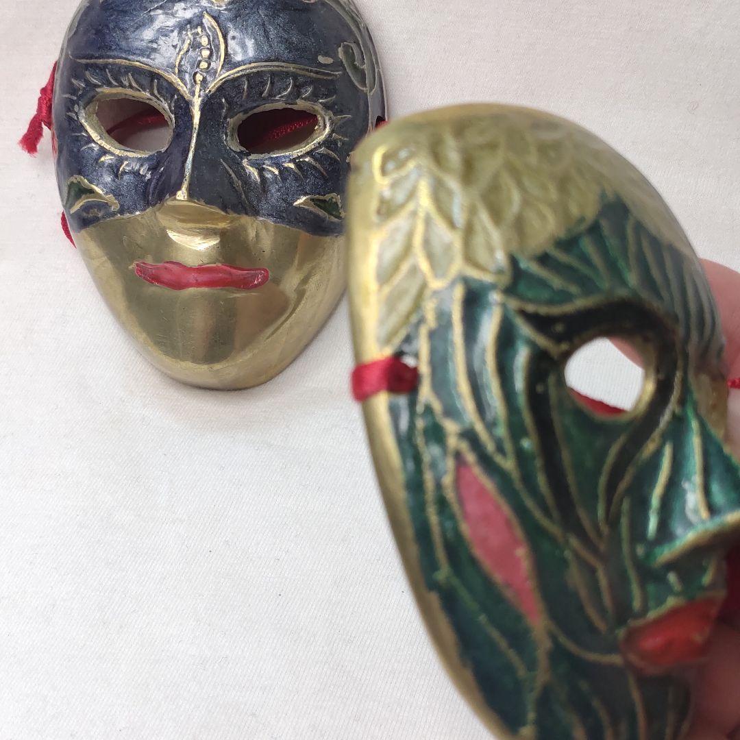 Two copper masks Cloisonne ware? Handmade old house collection