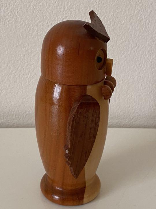 Toothpick holder, owl, wooden