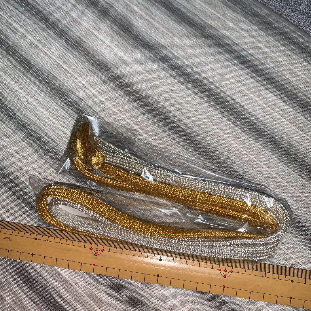 Unused pure silk obijime gold silver gold silver