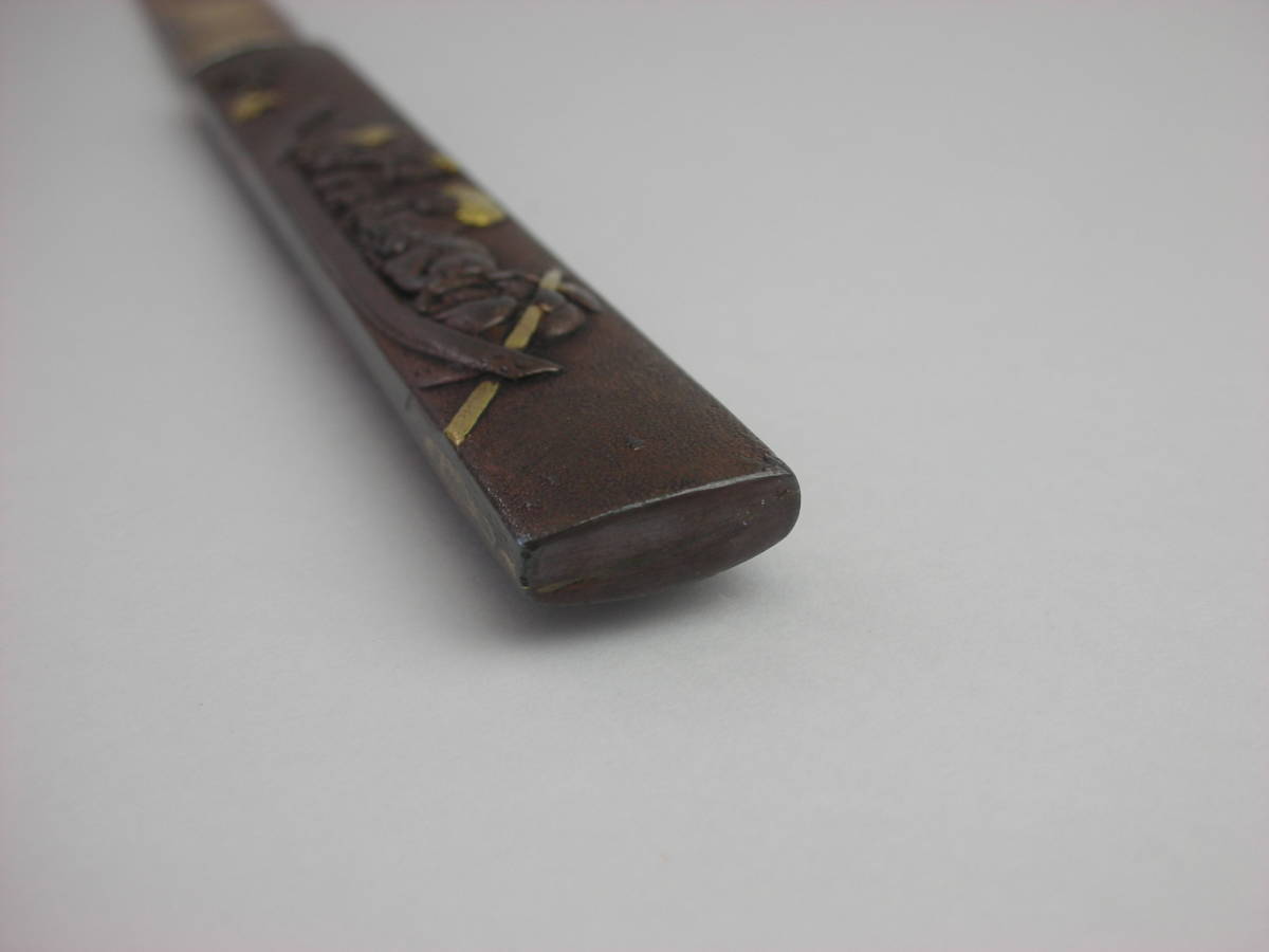 Kozuka Old bird person riding a ship Japanese Antiques