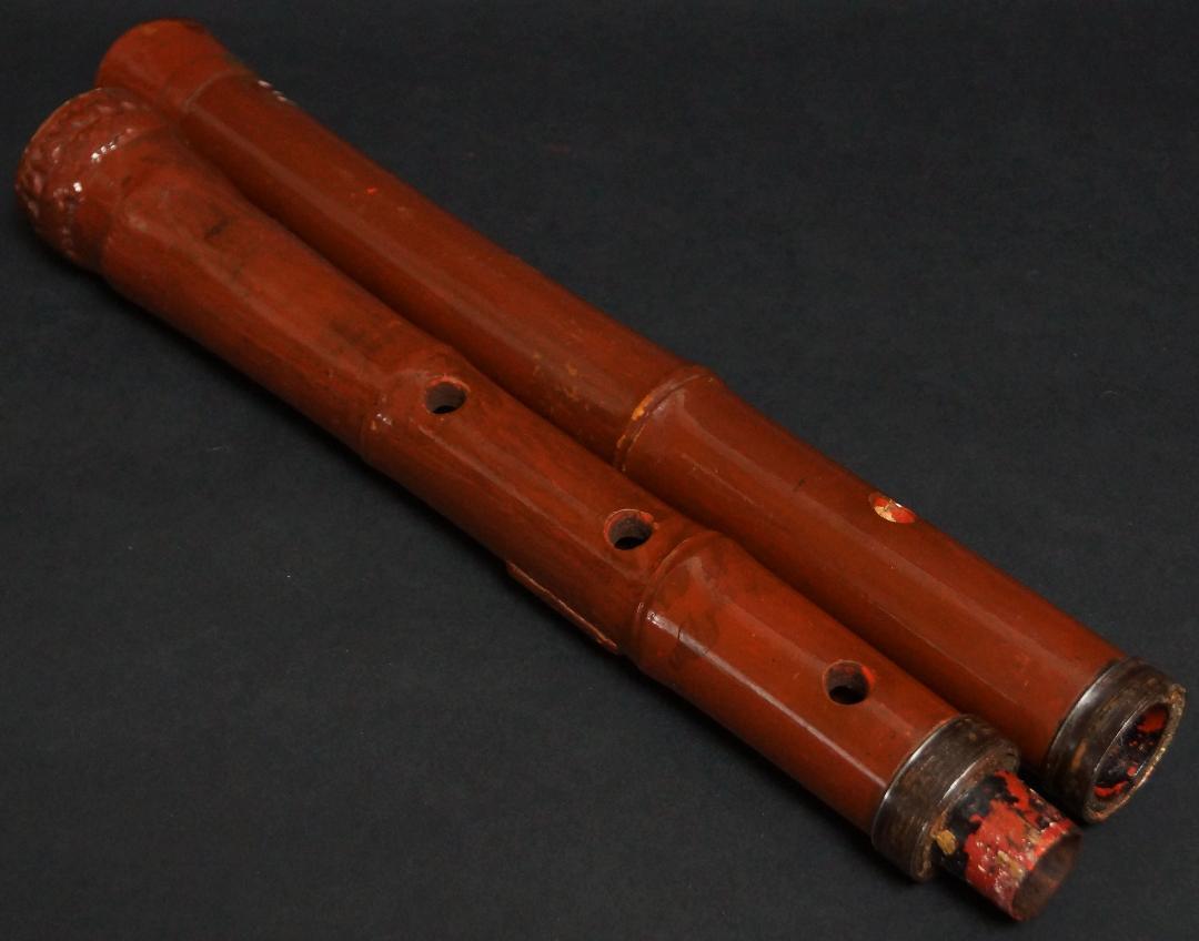 Shakuhachi Lacquer-coated double joint Length 66cm Diameter 4.5cm