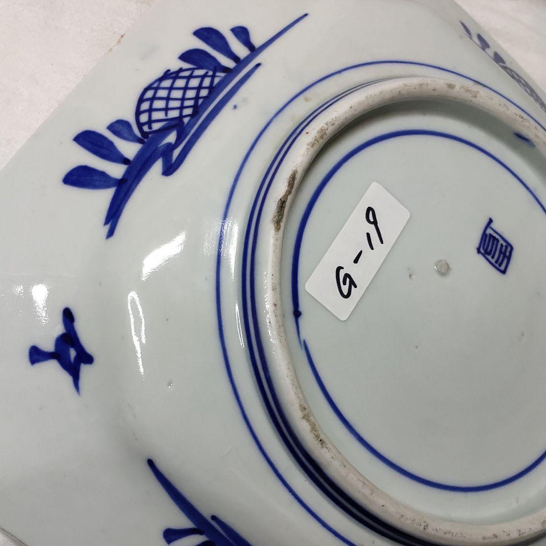 Old Imari ware Dyed square plate Landscape view Handmade Inscribed Figurine