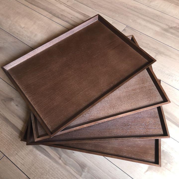 Set of 4 wooden trays Wooden trays Obon Meal tray Stacking plates