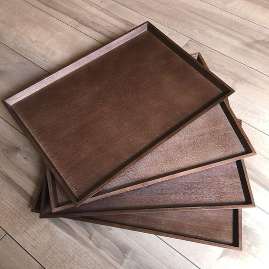 Set of 4 wooden trays Wooden trays Obon Meal tray Stacking plates