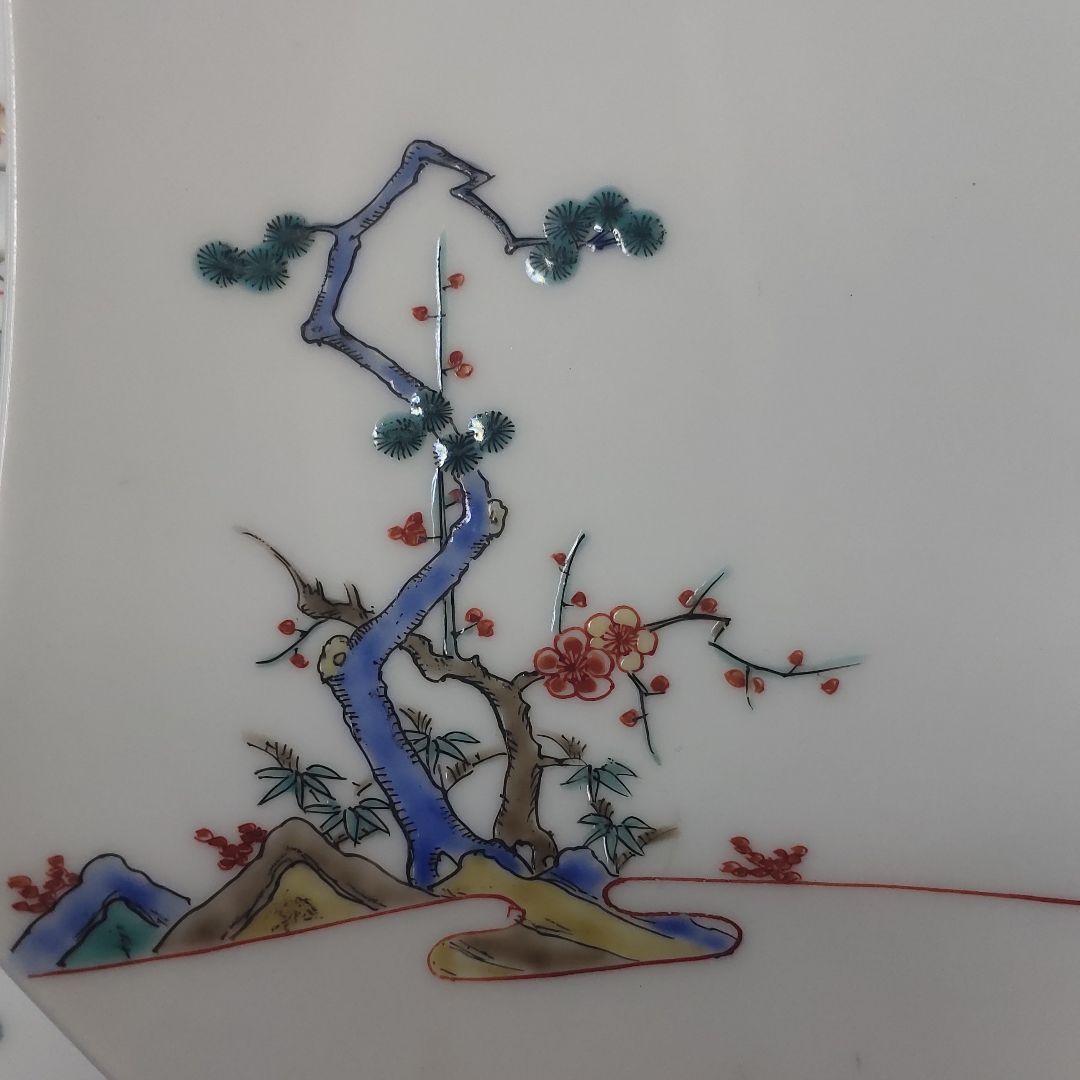 13th generation Kakiemon Kakukiriko four-sided plate Muddy hand