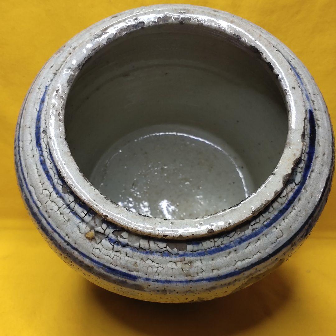 Chinese antique dyed jar Aoba Sansui with paulownia box