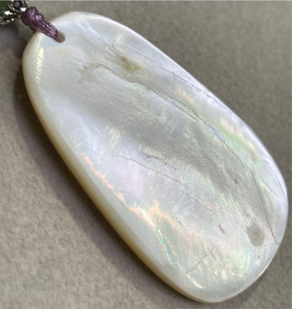 White Pearl Shell Fugen Bosatsu Precise Sculpture Necklace