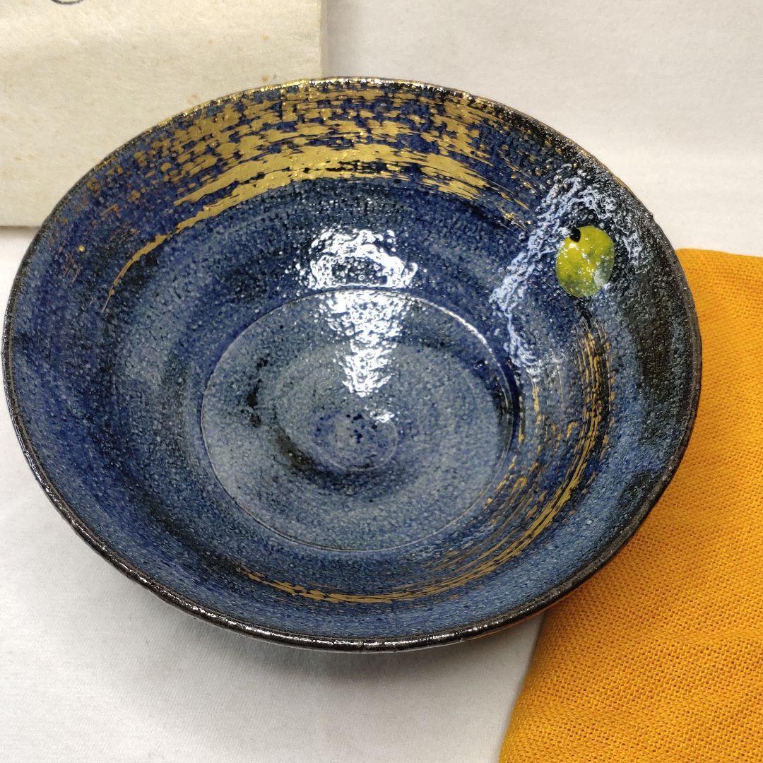 Tea utensils, firefly painting, flat tea bowl, Taiyo-zukuri, gold brush