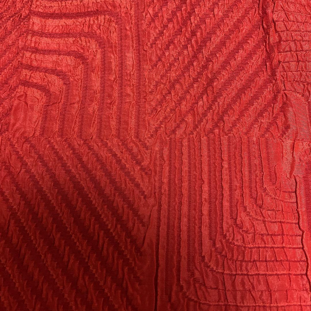 Pure silk kimono hagire about 36 x 115 red fluffy weave squeeze