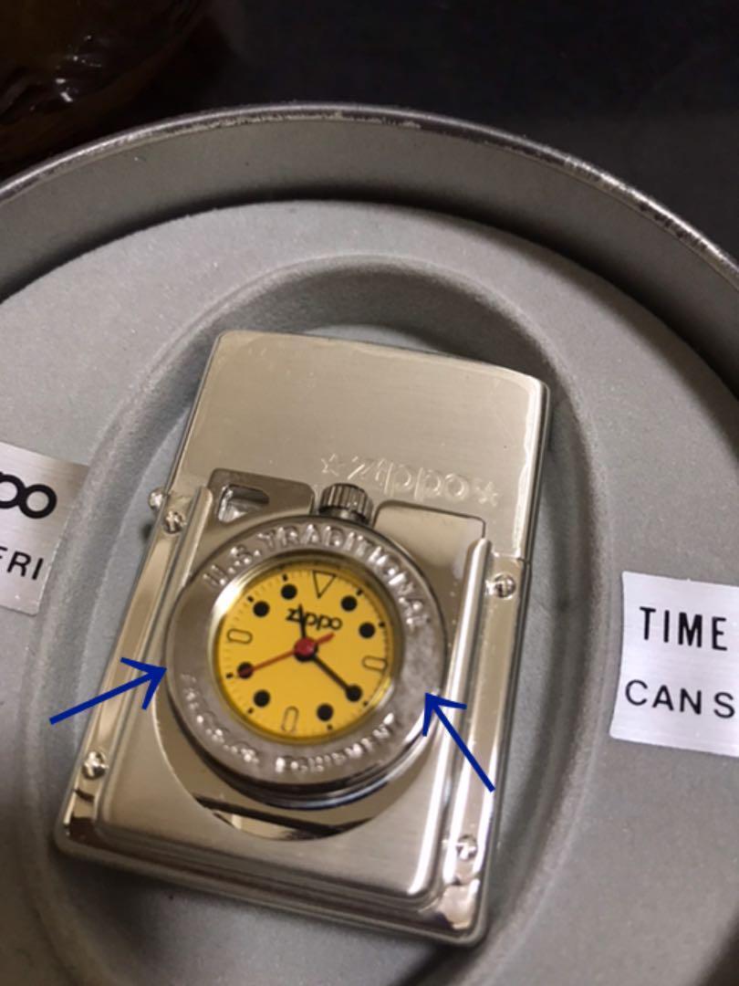 As is For Parts ZIPPO with clock CLASSIC　Time Lite CAN SPIRIT warranty card,