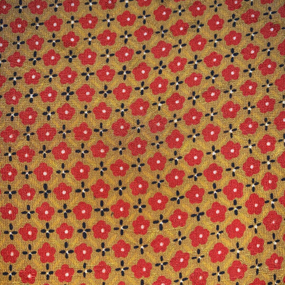 Pure silk kimono hagire about 30 x 75 florets Komon orange