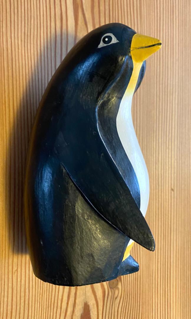 Bali wood carving doll penguins ethnic doll animal object Indonesia