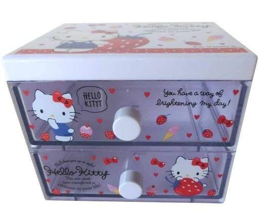 Sanrio Hello Kitty mini plastic chest chest white body transparent drawer