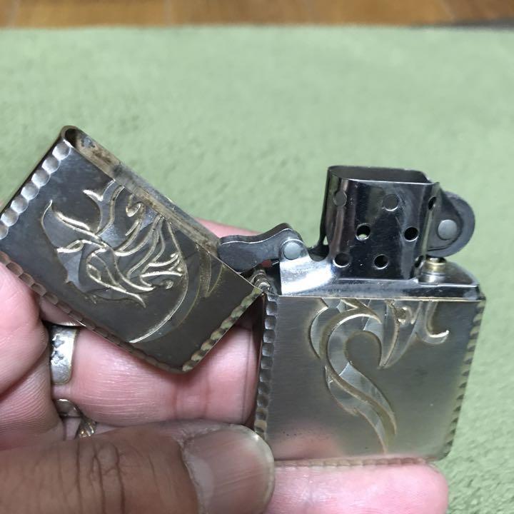 As is For Parts Armor Zippo Tribal Silver Color Engraving