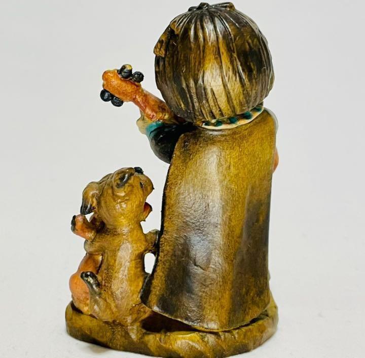 ANRI Wood Carving Doll Ferrandis Guitar Boys and Animals Height 7.7cm