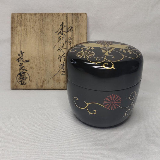 Tea utensils Red-Rikyu-shaped jujube, Togakusa lacquer work