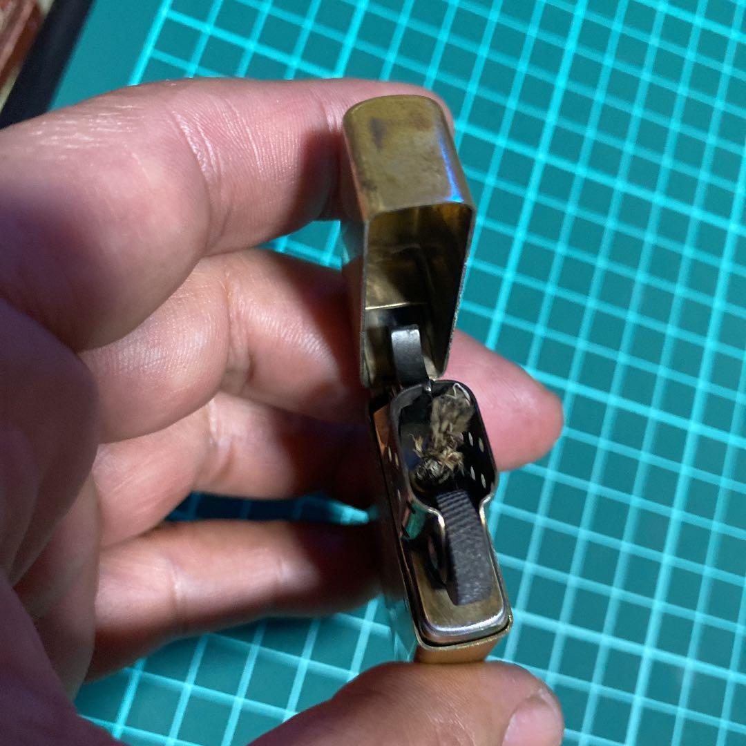 As is for parts ZIPPO lighter slim solid brass commemo oil lighter