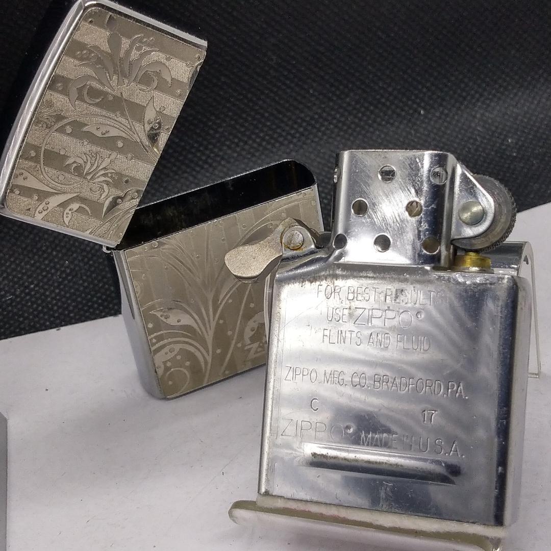 As is For Parts  ZIPPO Floral pattern Plant pattern Metal Zippo