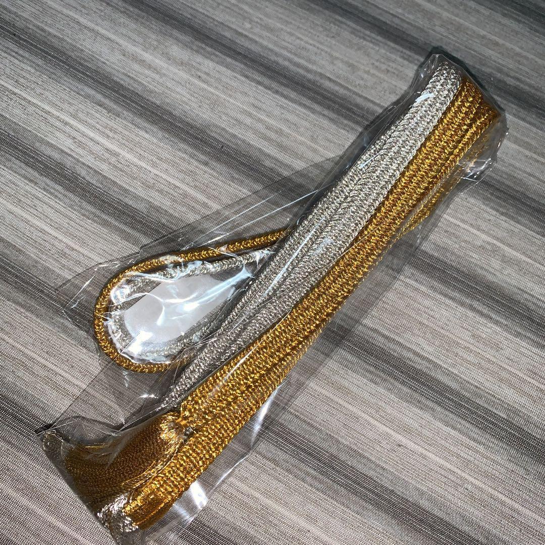 Unused pure silk obijime gold silver gold silver