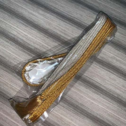 Unused pure silk obijime gold silver gold silver